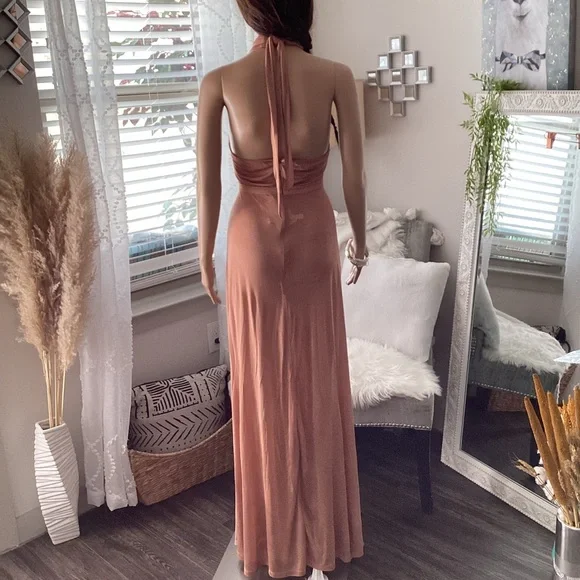 ASOS Maxi Halter Split Dress Size 2 - Picture 3 of 9